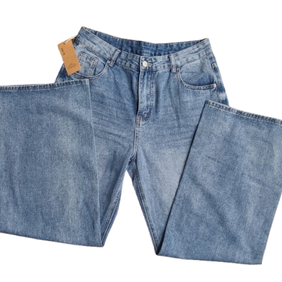 HDLTE Women Wide Leg Jeans Loose Fit Jeans Boyfriend Jeans - Picture 2 of 5